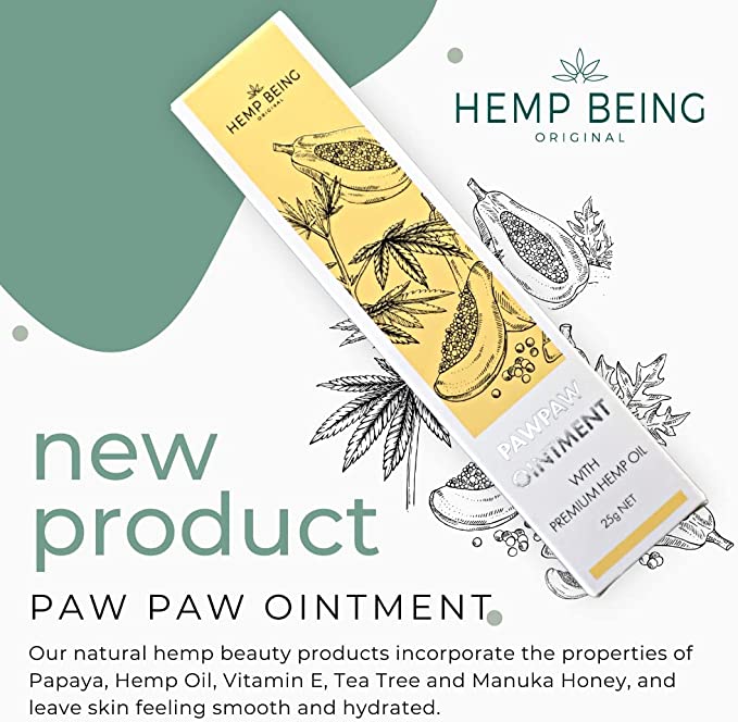 HEMPBEING ORIGINAL PAWPAW OINTMENT WITH PREMIUM HEMP OIL 25g Multi-purpose All Skin Suitable